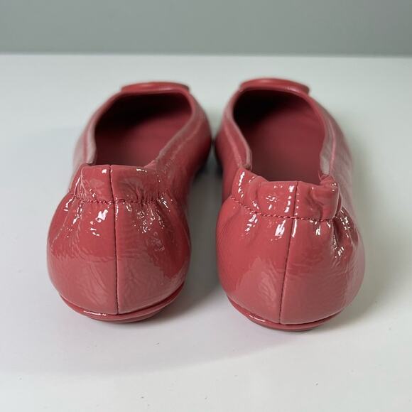 Tory Burch Pink Patent Leather Minnie Travel Ballet Flats Washed Berry 6 - Picture 8 of 9